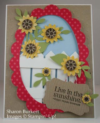 Red scallop frame and fence