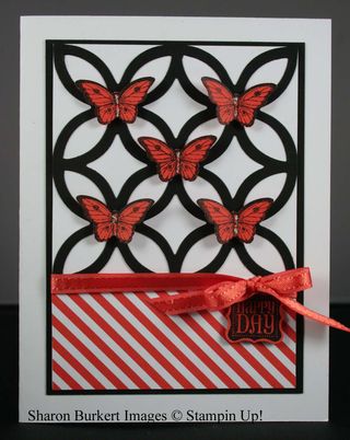 Bitty Butterfly lattice black tangerine tango